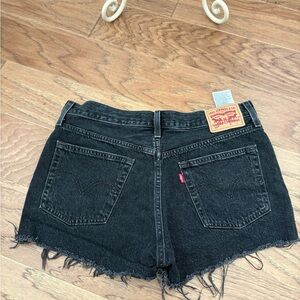Levi's Black Jean Shorts Distressed Hem